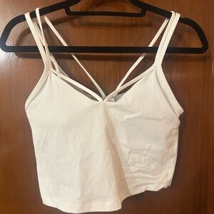 Lululemon White Ribbed Strappy Crop Top